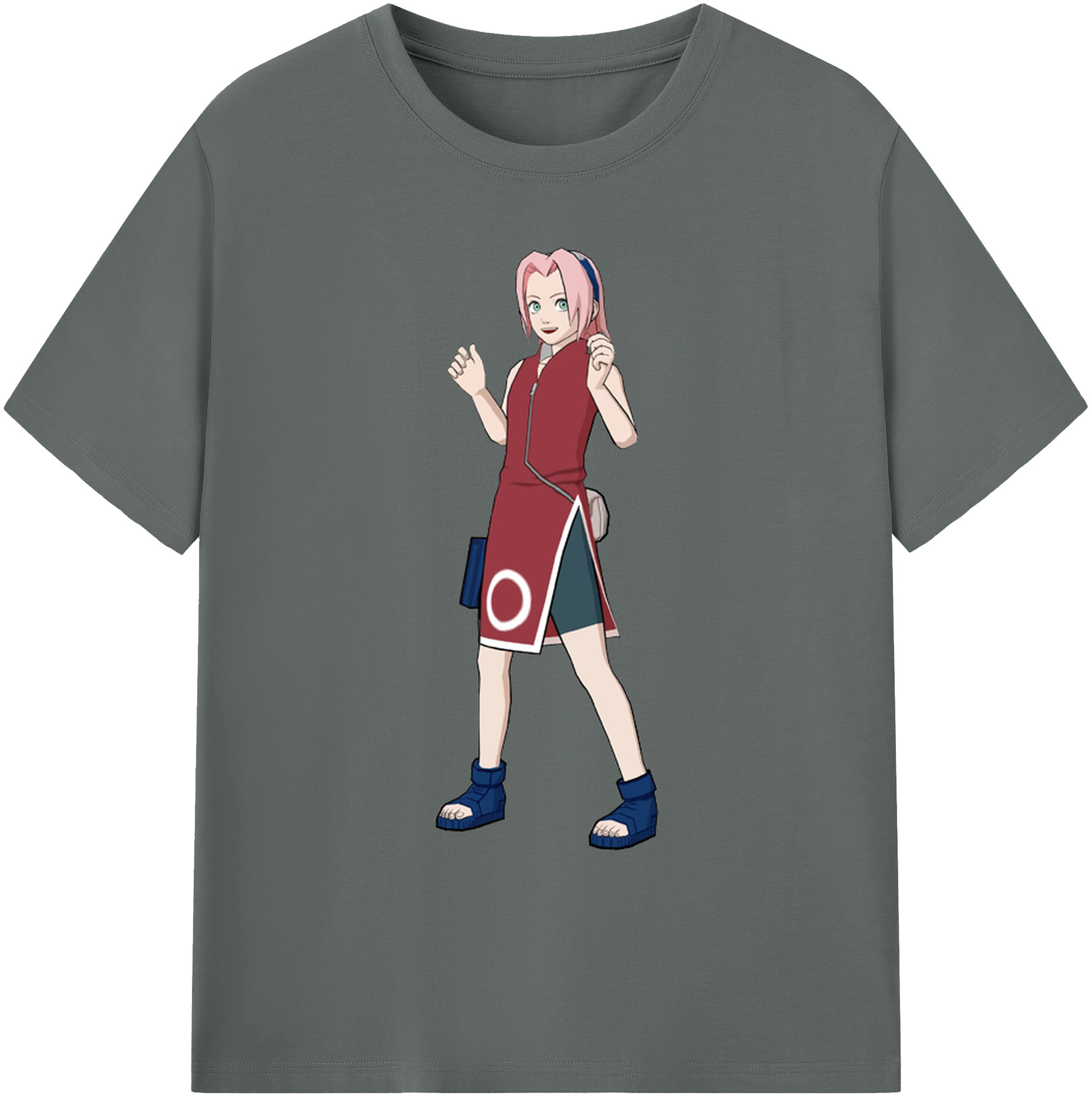 （画像用） NARUTO -ナルト- 春野サクラ Haruno Sakura 綿100％ メンズ半袖Tシャツ｜肌触りやわらか＆通気性